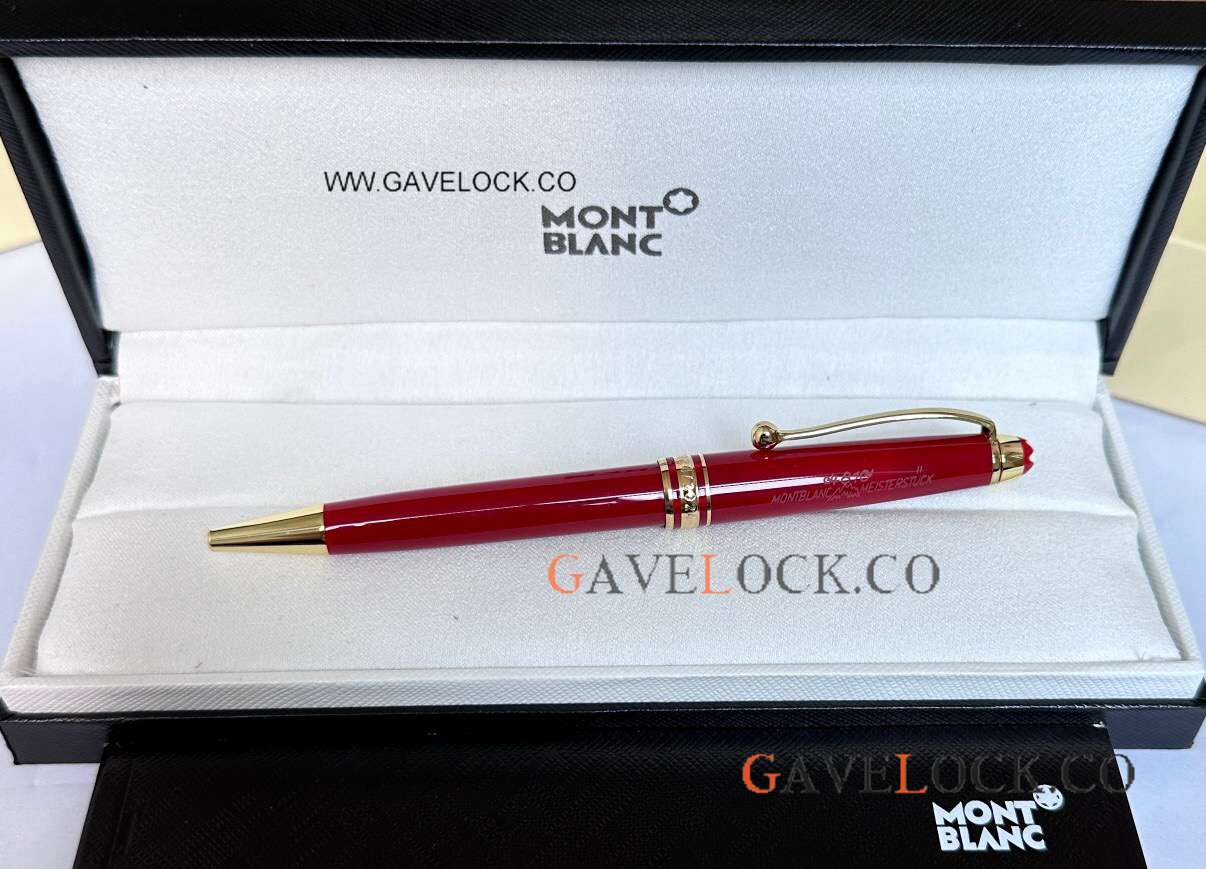Copy Montblanc 100TH Meisterstuck Small Ballpoint pen Red Gold-coated